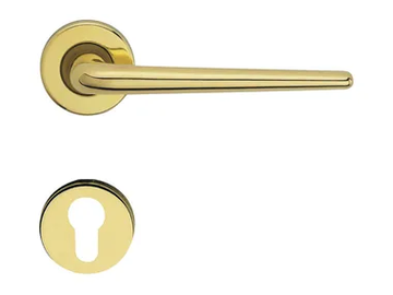 BRIXIA - Classic style brass door handle on rose with lock by LINEA CALI' - view 2